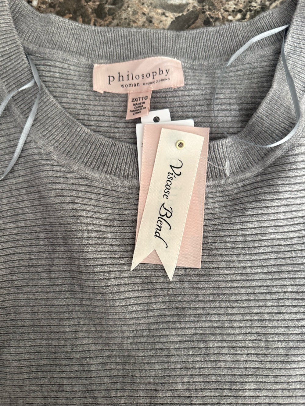 Grey Ribbed Crewneck Sweater - Picture 2 of 2
